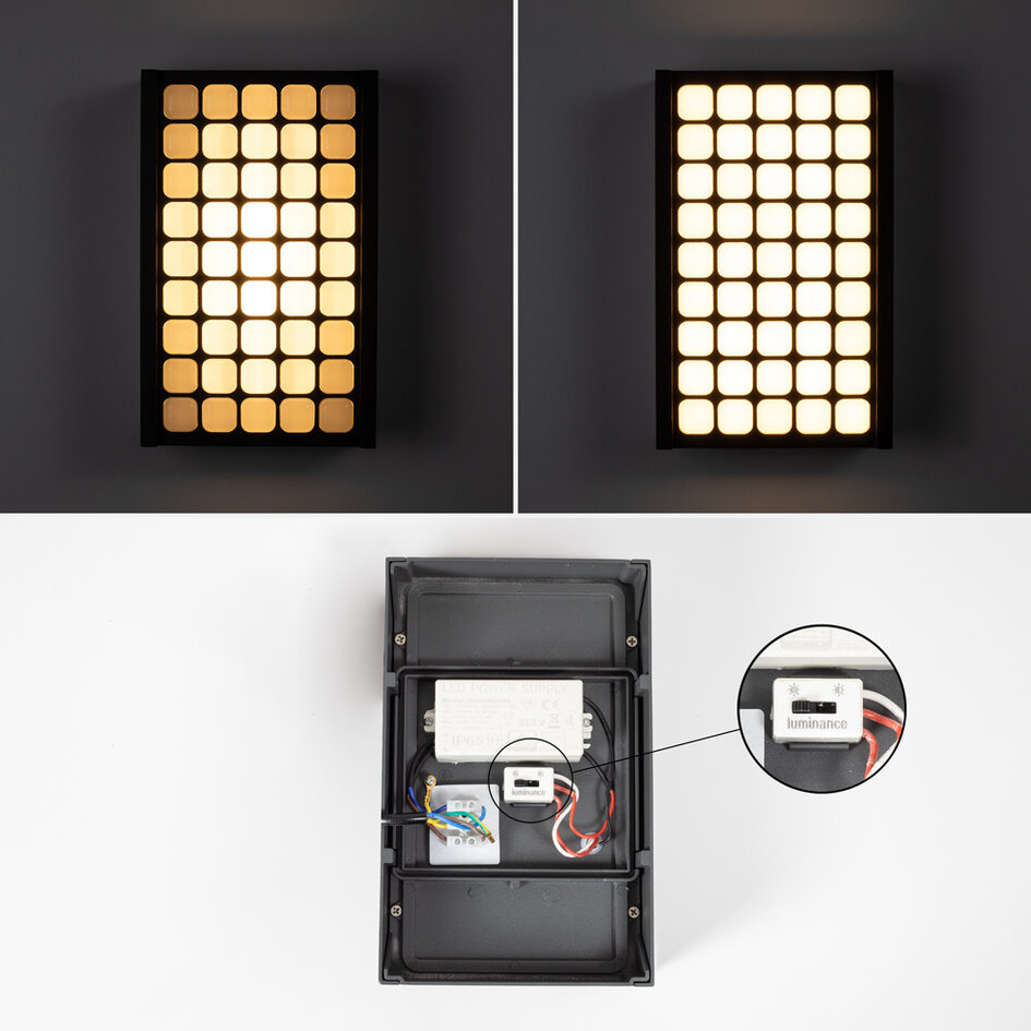 Utomhusvägglampa Melina - svart med integrerad LED