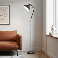 Golvlampa Freddie i svart med vinkelbar skärm