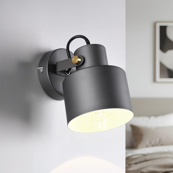 Vinkelbar vägglampa Alfie i grått