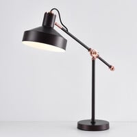 Bordslampa Phoebe - kaffebrun med bronsdetaljer och vinklingsbar arm
