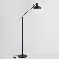 Golvlampa Tom - svart med bronsdetaljer och vinklingsbar arm