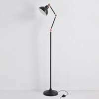 Vinkelbar golvlampa Kyle i svart med brons