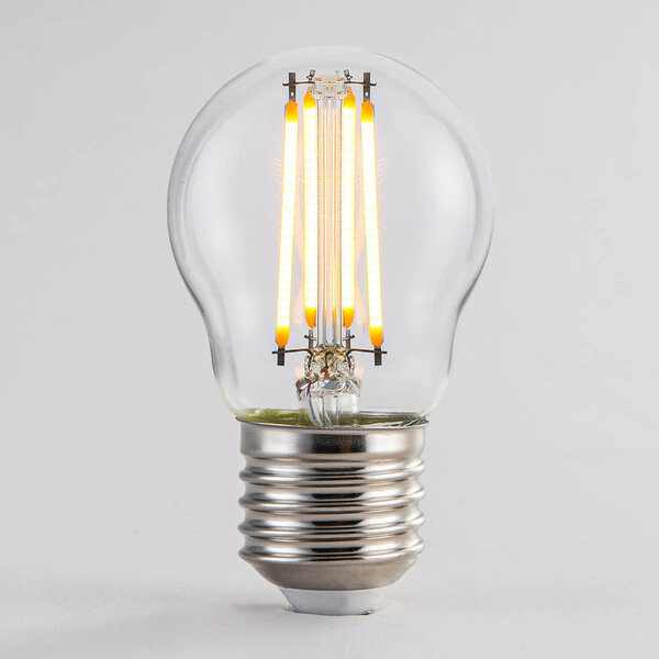 E27 LED-lampa, transparent glas, Ø45mm, 4.5W, 2700K, 3-stegs dimbar
