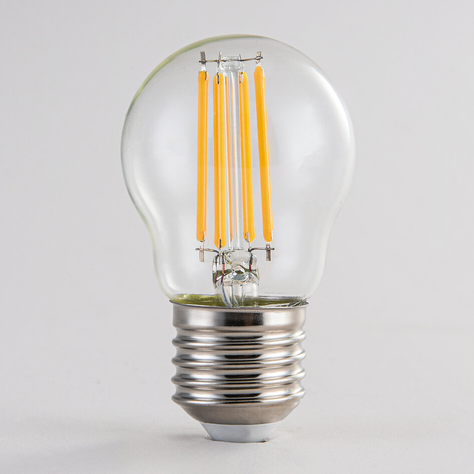 E27-filamentlampa 3-stegs dimbar 4,5 watt, transparent 45 mm