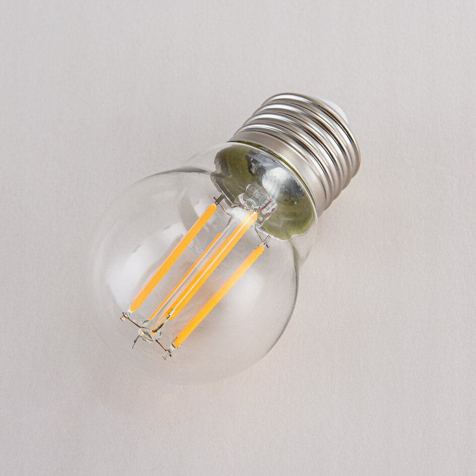E27-filamentlampa 3-stegs dimbar 4,5 watt, transparent 45 mm