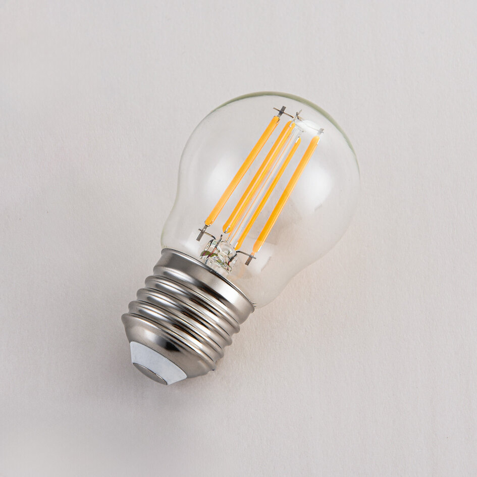 E27-filamentlampa 3-stegs dimbar 4,5 watt, transparent 45 mm