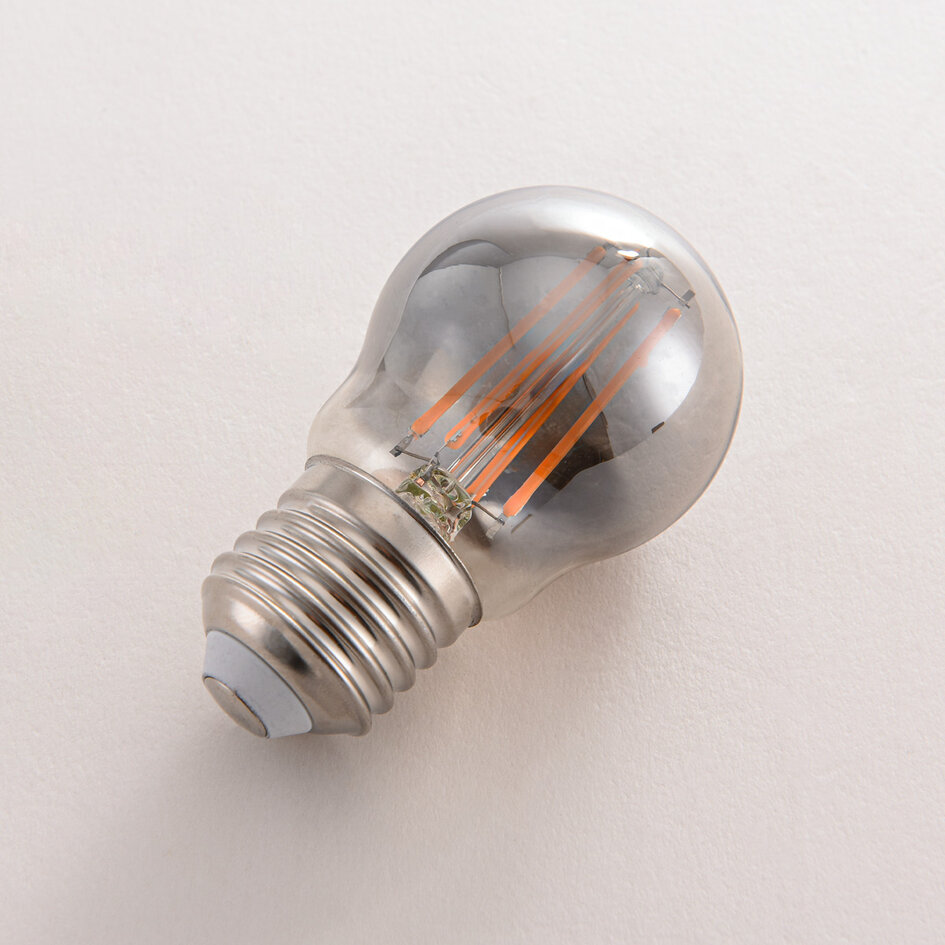 E27-filamentlampa 3-stegs dimbar 4,5 watt, rökfärgat glas 45 mm