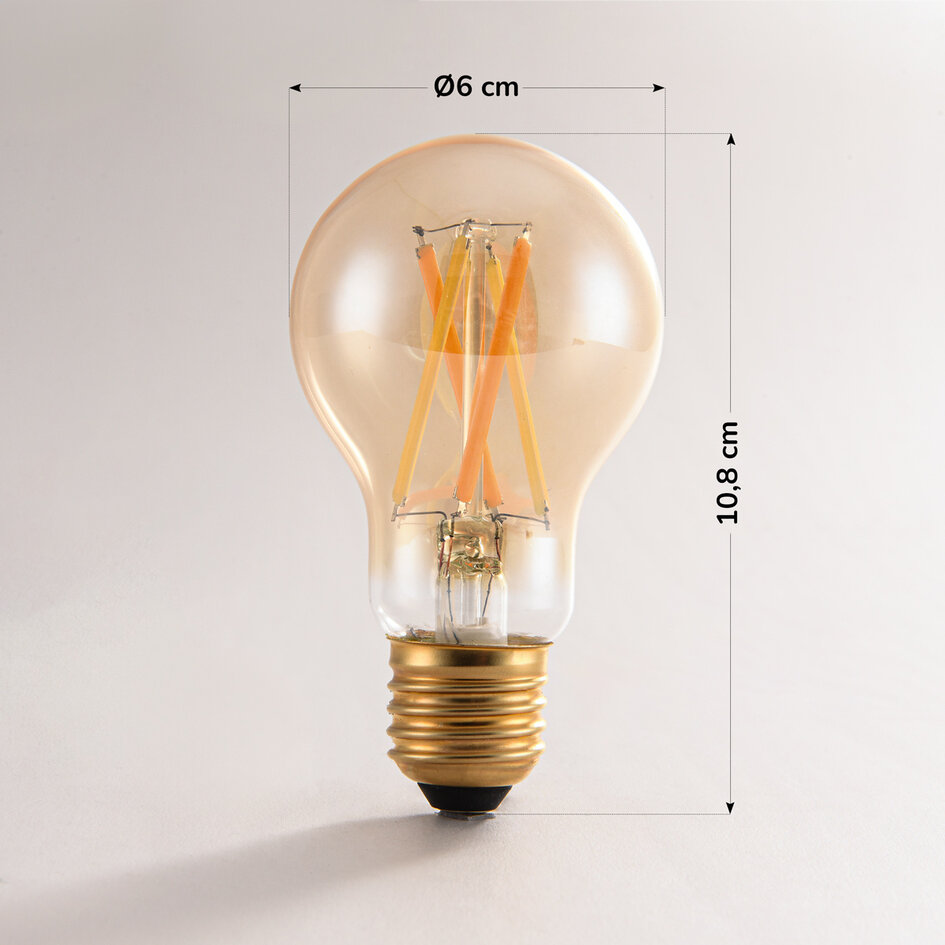 Smart E27 LED-lampa dim-to-warm 7 watt, amber 60 mm (Tuya)