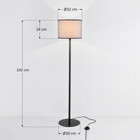 Golvlampa Maggie i svart med tygskärm