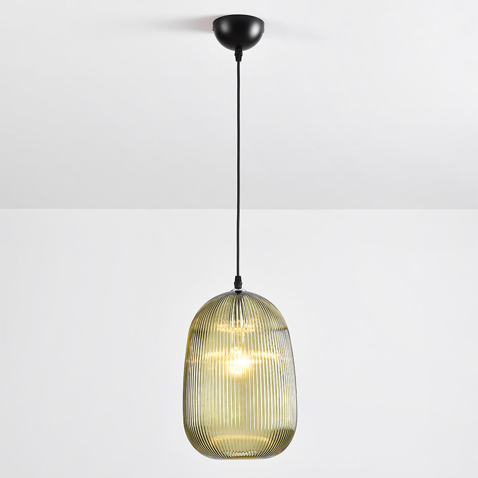 Pendellampa Dylan av räfflat glas - grön