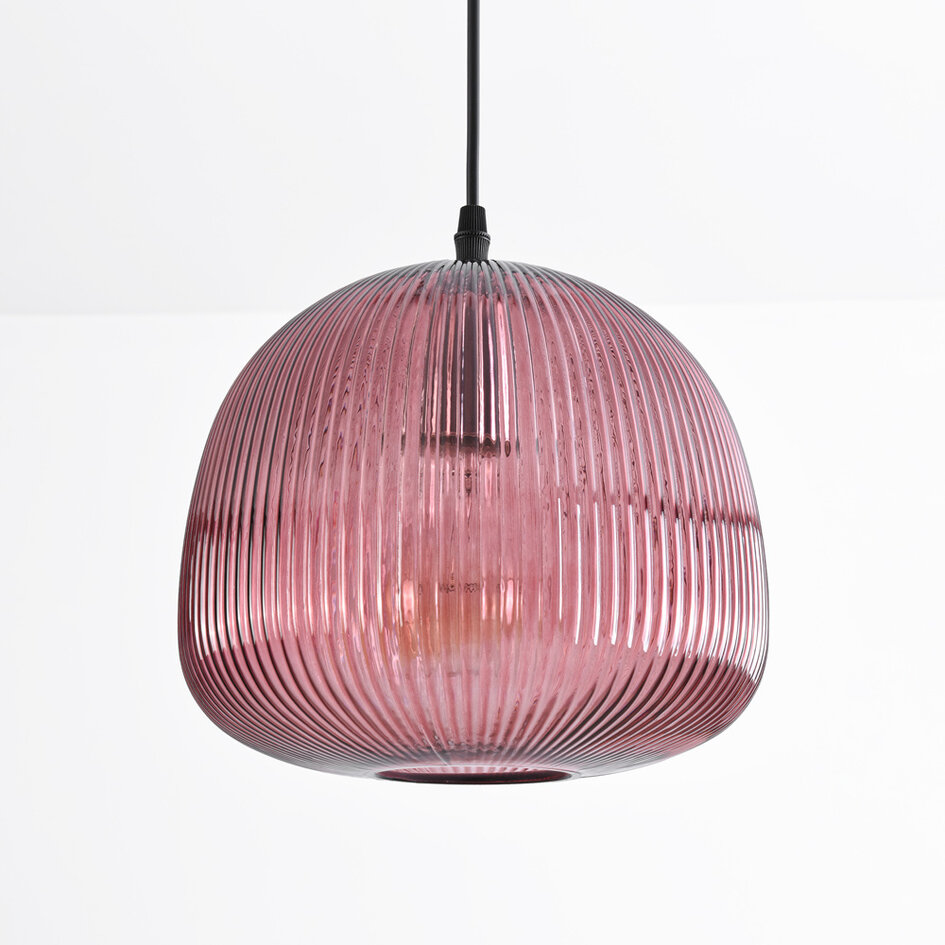 Pendellampa Molly av räfflat glas - lila
