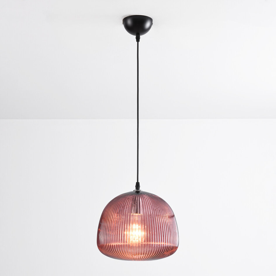 Pendellampa Molly av räfflat glas - lila