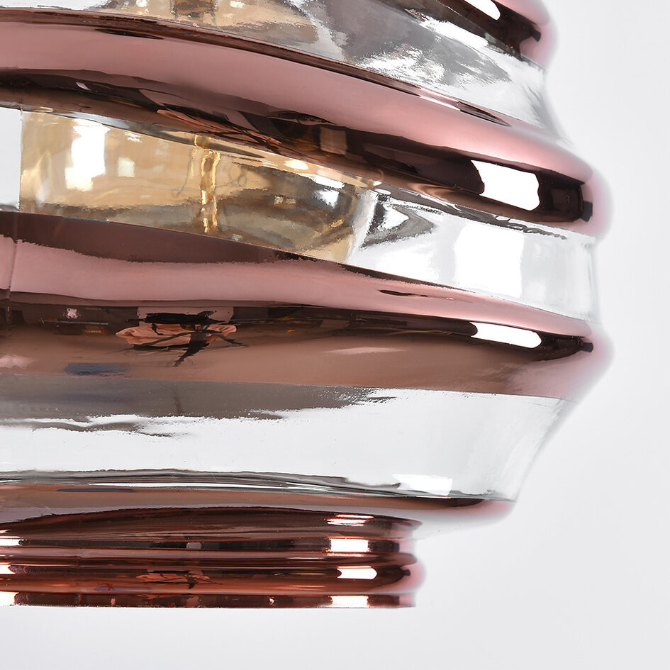 Pendellampa Mace med vågigt glas och bronsdetaljer