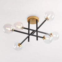 Taklampa Alec med sex lampor och transparent glas