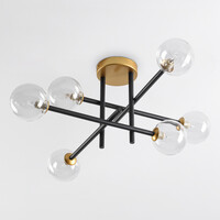 Taklampa Alec med sex lampor och transparent glas