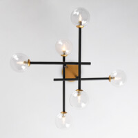 Taklampa Alec med sex lampor och transparent glas