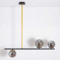 Designad pendellampa Danny med tre lampor och glaskulor