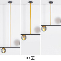 Designad pendellampa Danny med tre lampor och glaskulor