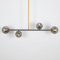 Designad pendellampa Davy med fyra lampor och glaskulor