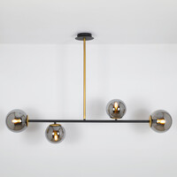 Designad pendellampa Davy med fyra lampor och glaskulor