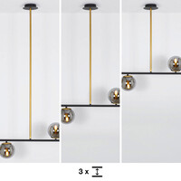 Designad pendellampa Davy med fyra lampor och glaskulor