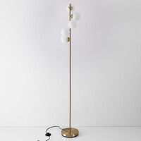 Design golvlampa guld med mjölkvitt glas 5-ljus - Tyson