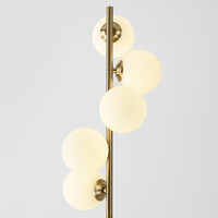 Design golvlampa guld med mjölkvitt glas 5-ljus - Tyson