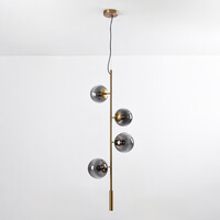 Designad pendellampa Ferron med fyra lampor i rökfärgat glas - rökfärgat och guld