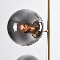 Designad pendellampa Ferron med fyra lampor i rökfärgat glas - rökfärgat och guld