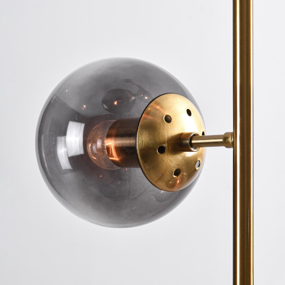 Designad pendellampa Ferron med fyra lampor i rökfärgat glas - rökfärgat och guld