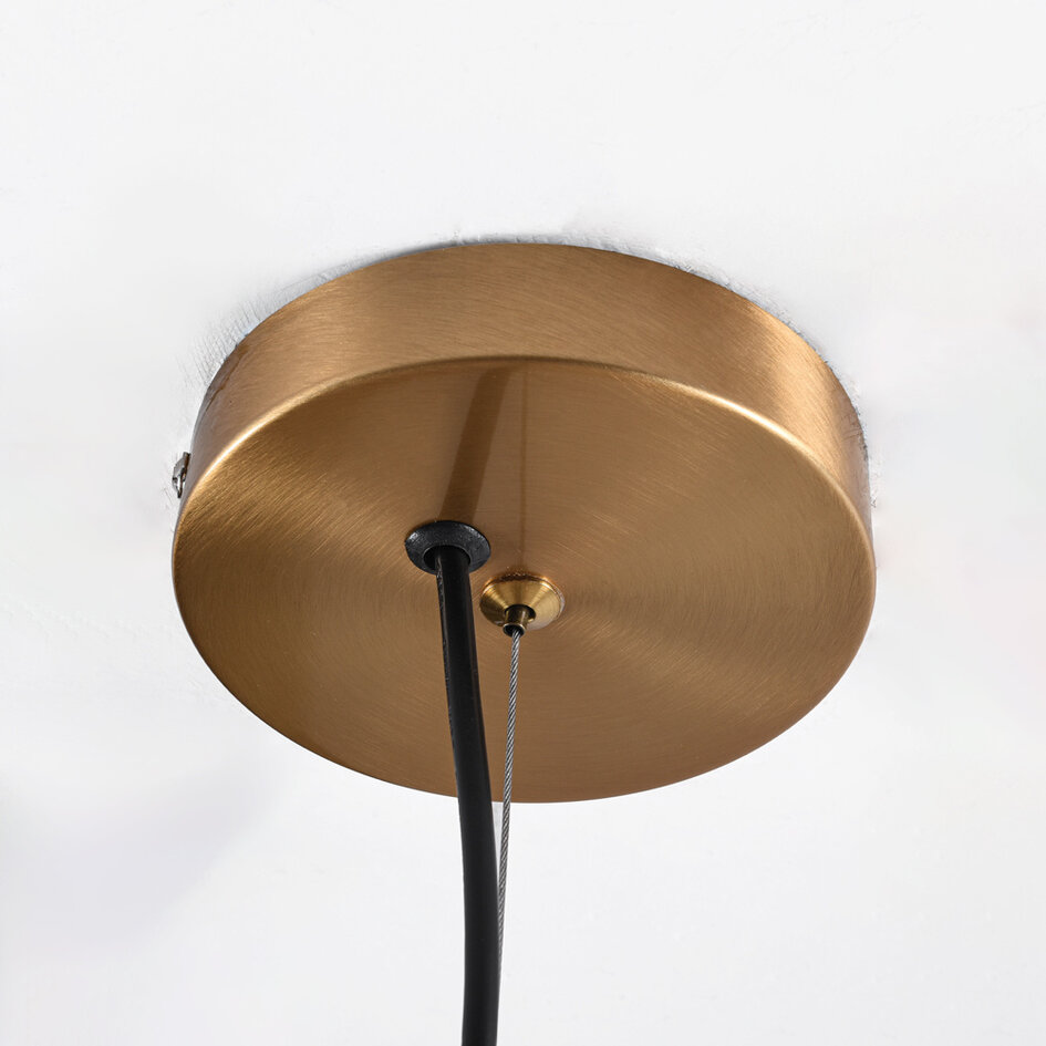 Designad pendellampa Ferron med fyra lampor i rökfärgat glas - rökfärgat och guld