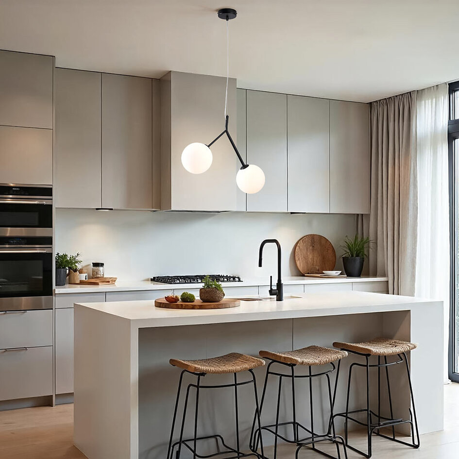 Asymmetrisk taklampa Dexter 2-ljus - mjölkvitt glas