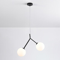 Asymmetrisk taklampa Dexter 2-ljus - mjölkvitt glas