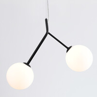 Asymmetrisk taklampa Dexter 2-ljus - mjölkvitt glas