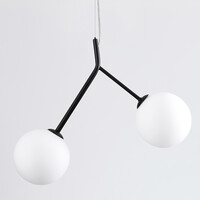 Asymmetrisk taklampa Dexter 2-ljus - mjölkvitt glas