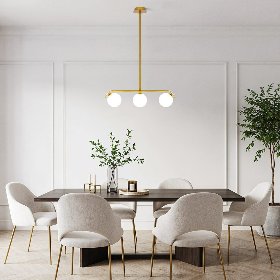 3-ljus taklampa Marc med mjölkvitt glas