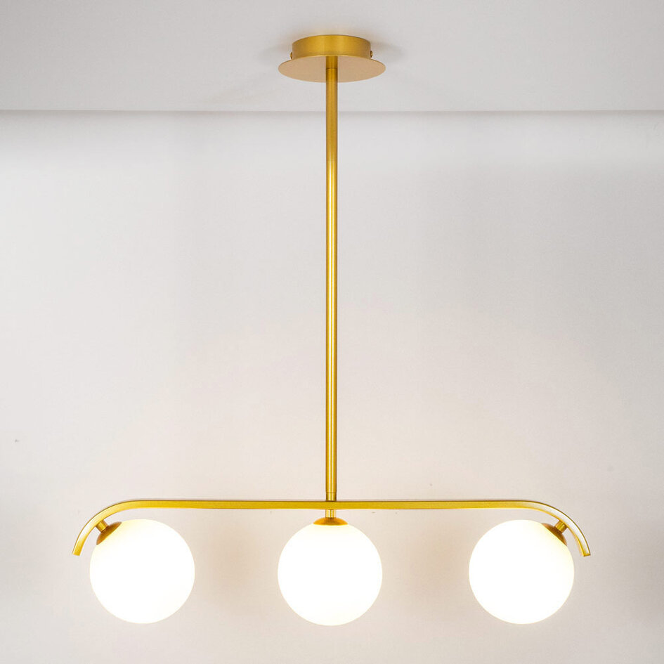 3-ljus taklampa Marc med mjölkvitt glas