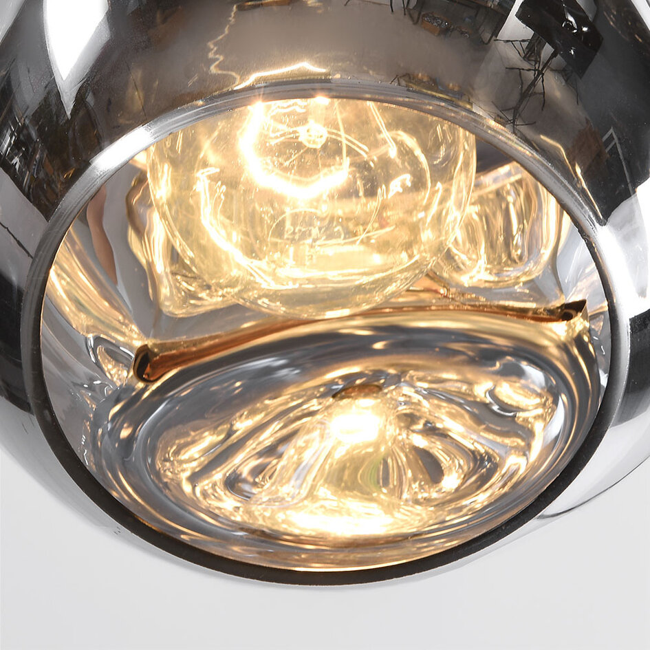 Design taklampa Frank med rökfärgat glas, 3-ljus