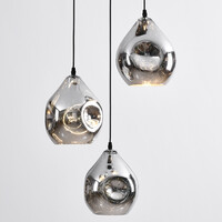 Design taklampa Frank med rökfärgat glas, 3-ljus