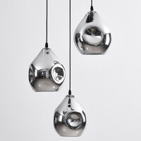 Design taklampa Frank med rökfärgat glas, 3-ljus