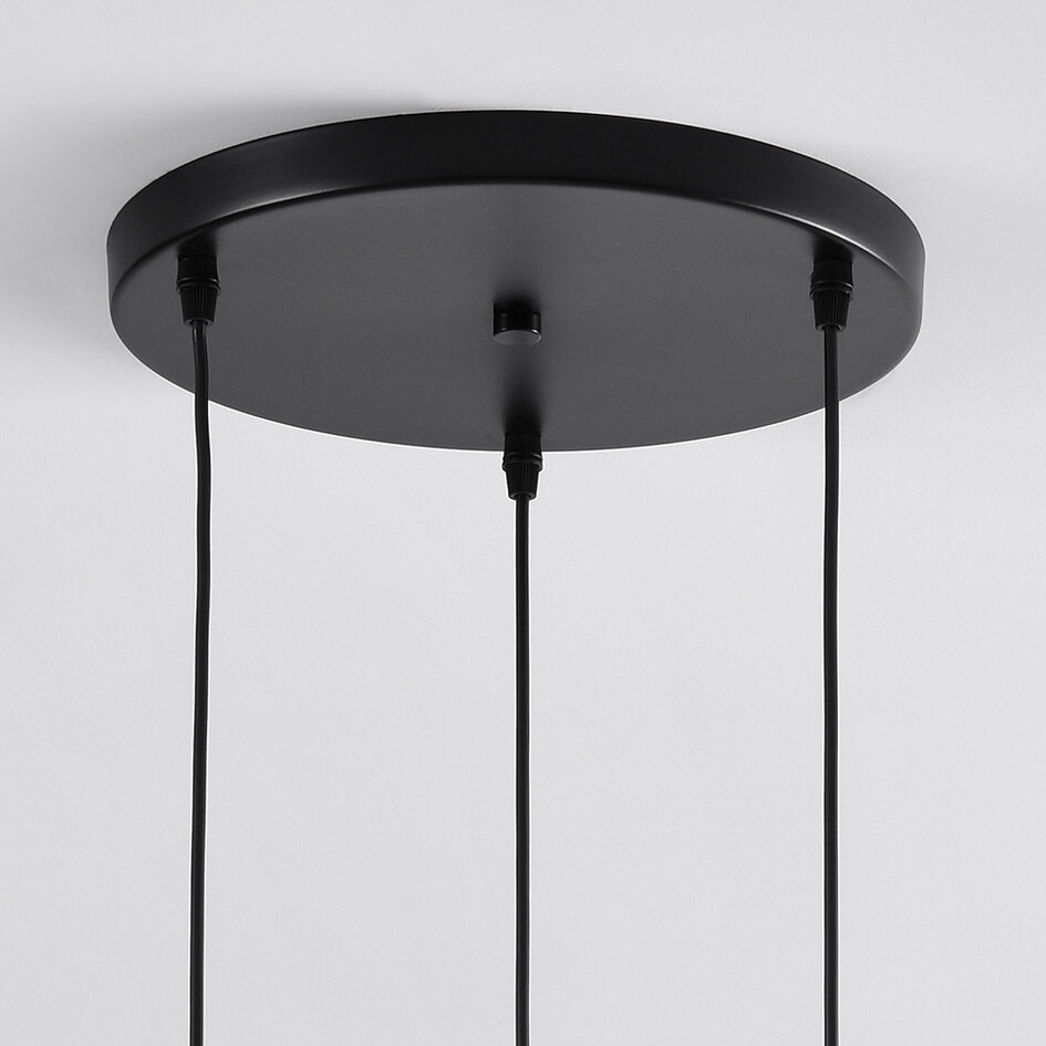 Designad pendellampa Frank med tre lampor - rökfärgat glas med spegeleffekt