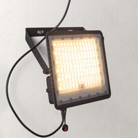 Svart solcellsvägglampa för utomhusbruk Rafail med sensor - 200W