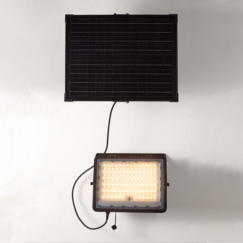 Svart solcellsvägglampa för utomhusbruk Rafail med sensor - 200W