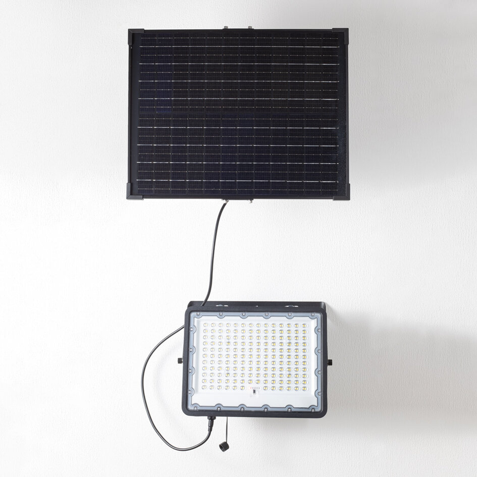 Svart solcellsvägglampa för utomhusbruk Rafail med sensor - 200W