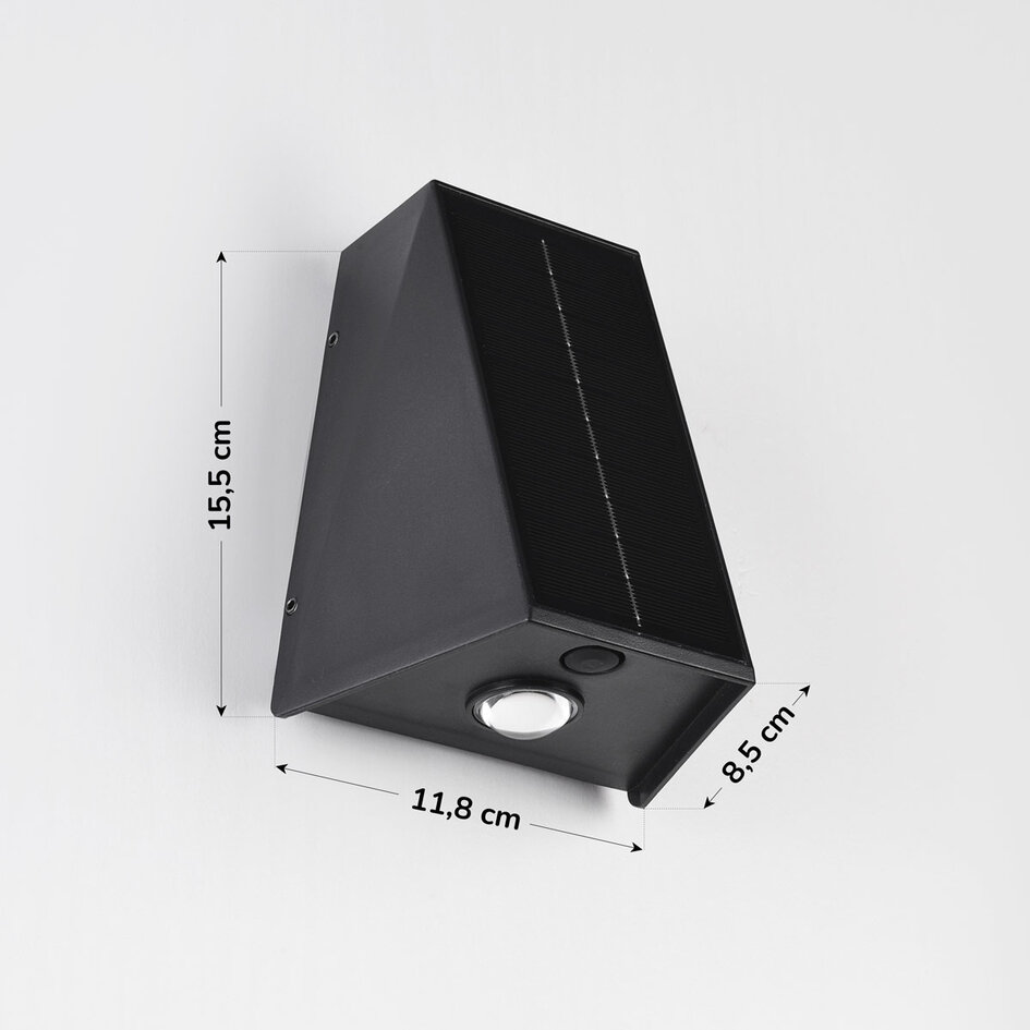 Solcellsvägglampa för utomhusbruk Solon - svart