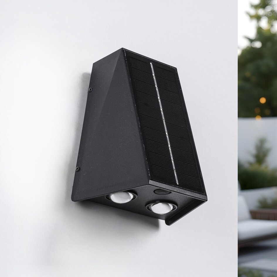 Solcellsvägglampa för utomhusbruk Takis - svart
