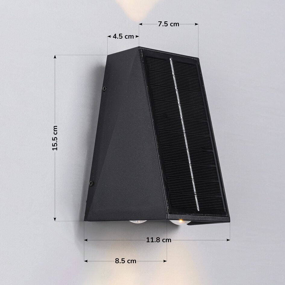 Solcellsvägglampa för utomhusbruk Takis - svart