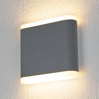 Platt utomhusvägglampa Arianna - grå 6W