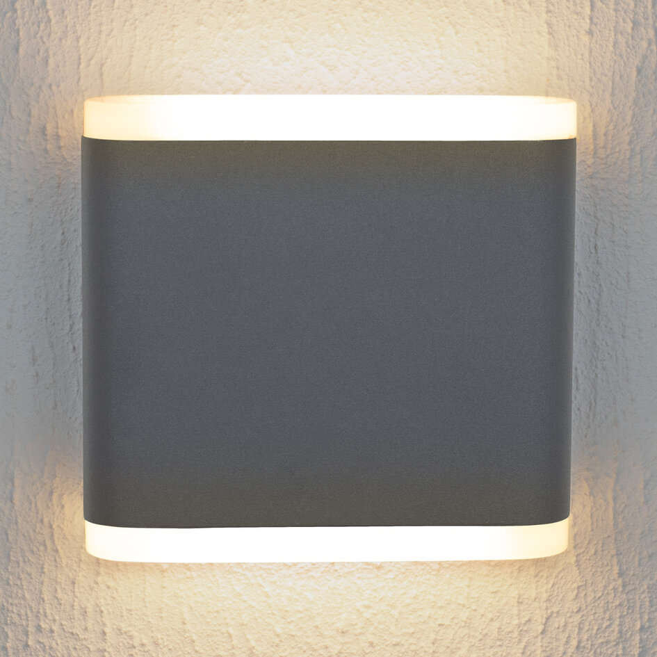 Platt utomhusvägglampa Arianna - grå 6W