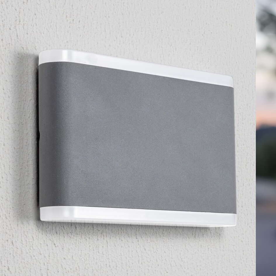 Platt utomhusvägglampa Demi - grå 12W